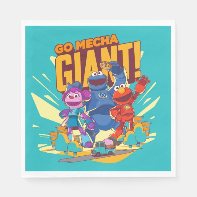 Sesame Street | Mecha Builders Go Mecha Giant! Napkins (Front)