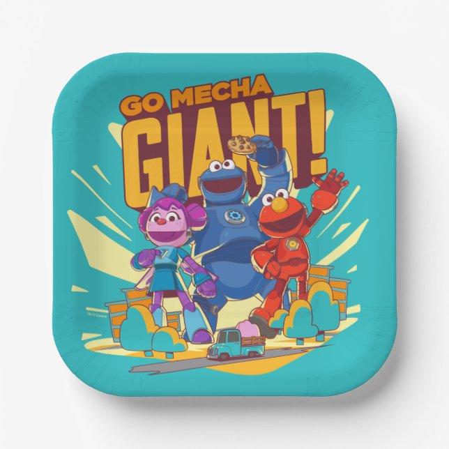 Sesame Street | Mecha Builders Go Mecha Giant! Paper Plates (Front)