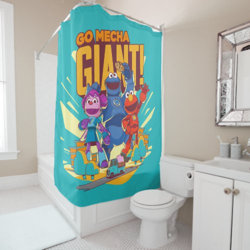 Sesame Street  Mecha Builders Go Mecha Giant Shower Curtain