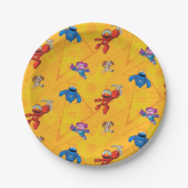 Sesame Street | Mecha Builders Pattern Paper Plates (Front)