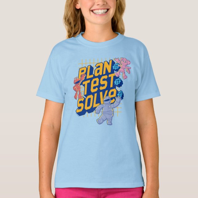 Sesame Street | Mecha Builders Plan Test Solve T-Shirt (Front)