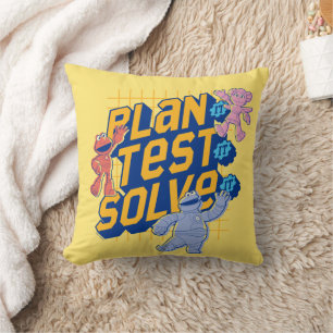 Sesame Street Mecha Builders Plan Test Solve Throw Pillow