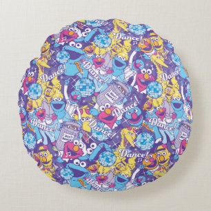 Sesame Street   Mr. Groovy Dance Pattern Round Pillow