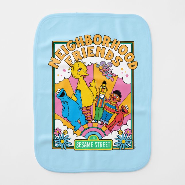 Sesame Street | Neighborhood Friends Baby Burp Cloth (Front)