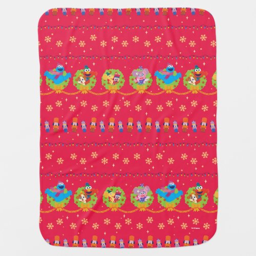 Sesame Street Nutcracker Holiday Pattern Baby Blanket
