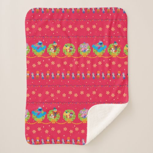 Sesame Street Nutcracker Holiday Pattern Sherpa Blanket