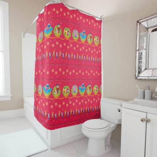 Sesame Street Nutcracker Holiday Pattern Shower Curtain
