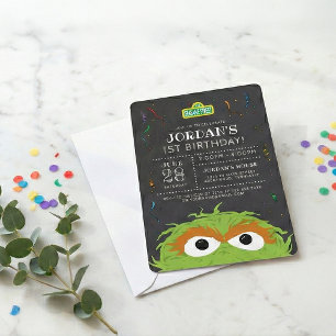 Sesame Street   Oscar Birthday Chalkboard Invitation