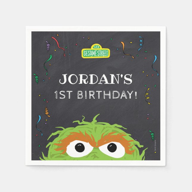 Sesame Street | Oscar Birthday Chalkboard Napkins (Front)