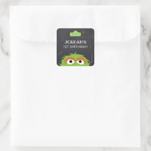 Sesame Street   Oscar Birthday Chalkboard Square Sticker