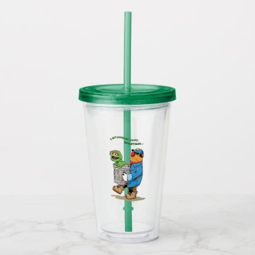 Sesame Street  Oscar  Bruno the Garbage Man Acrylic Tumbler