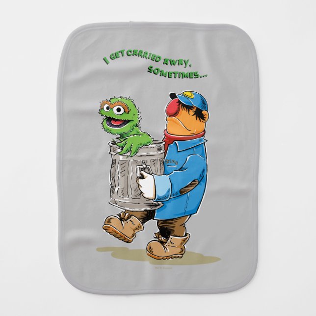 Sesame Street | Oscar & Bruno the Garbage Man Baby Burp Cloth (Front)