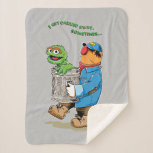 Sesame Street Oscar & Bruno the Garbage Man Sherpa Blanket