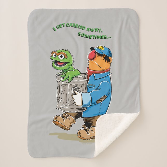 Sesame Street | Oscar & Bruno the Garbage Man Sherpa Blanket (Front)