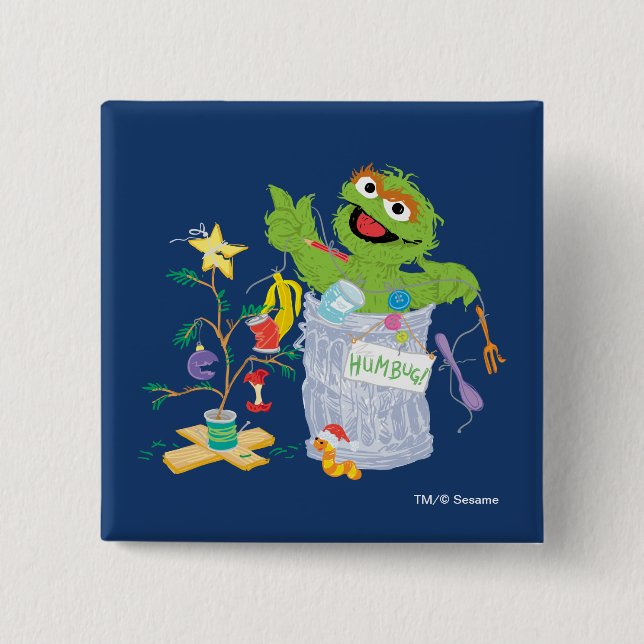 Sesame Street | Oscar - Christmas Tree Button (Front)