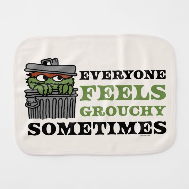 Sesame Street | Oscar the Grouch Feels Grouchy Baby Burp Cloth (Front Horizontal)