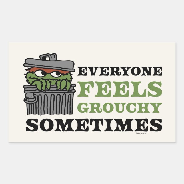 Sesame Street | Oscar the Grouch Feels Grouchy Rectangular Sticker (Front)