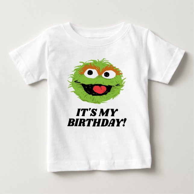 Sesame Street | Oscar the Grouch It's My Birthday Baby T-Shirt (Front)