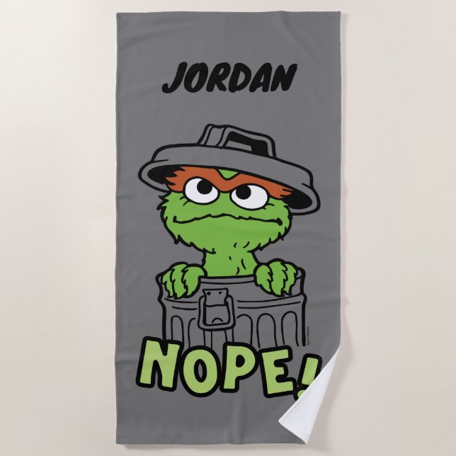 Sesame Street | Oscar the Grouch Nope! | Add Name Beach Towel (Front)