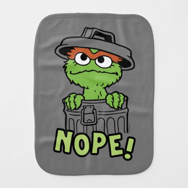 Sesame Street | Oscar the Grouch Nope! Baby Burp Cloth (Front)