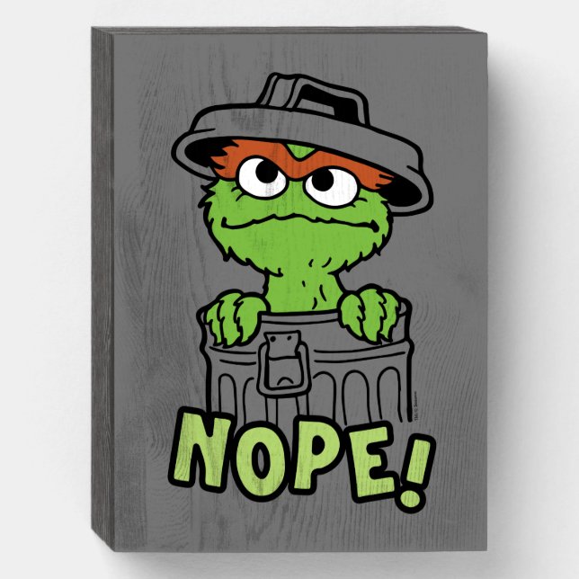 Sesame Street | Oscar the Grouch Nope! Wooden Box Sign (Front Vertical)