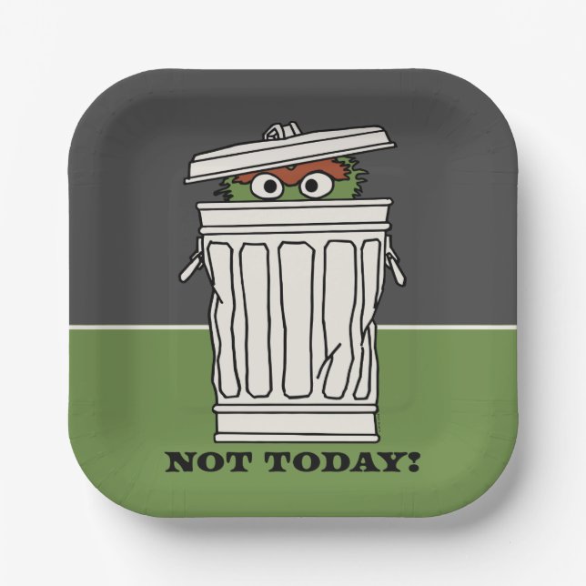 Sesame Street | Oscar the Grouch Not Today! Paper Plates (Front)