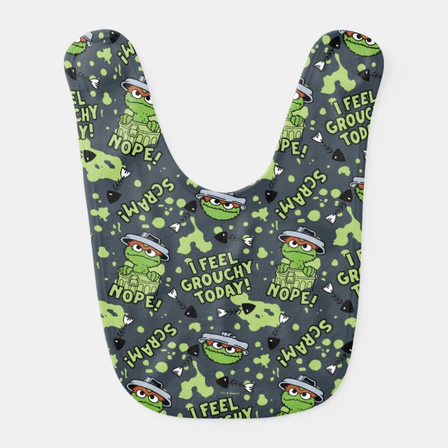 Sesame Street | Oscar the Grouch Phrase Pattern Baby Bib (Front)