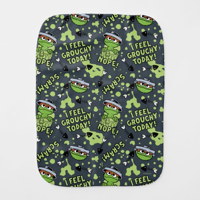 Sesame Street | Oscar the Grouch Phrase Pattern Baby Burp Cloth (Front)