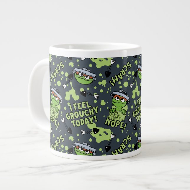 Sesame Street | Oscar the Grouch Phrase Pattern Giant Coffee Mug (Front Left)