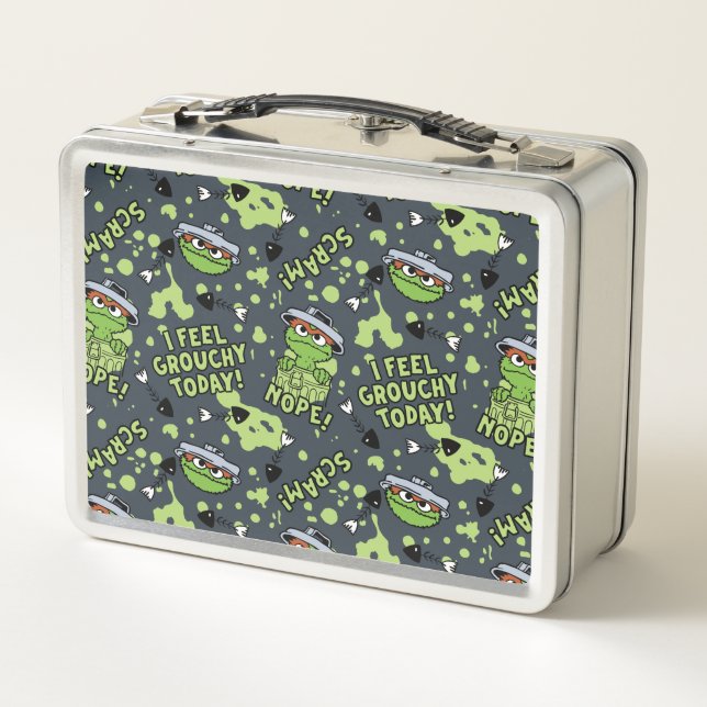 Sesame Street | Oscar the Grouch Phrase Pattern Metal Lunch Box (Back)
