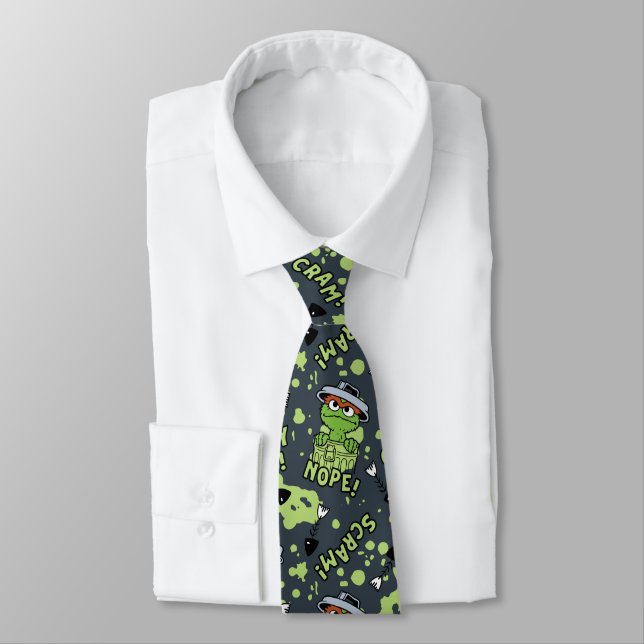 Sesame Street | Oscar the Grouch Phrase Pattern Neck Tie (Tied)