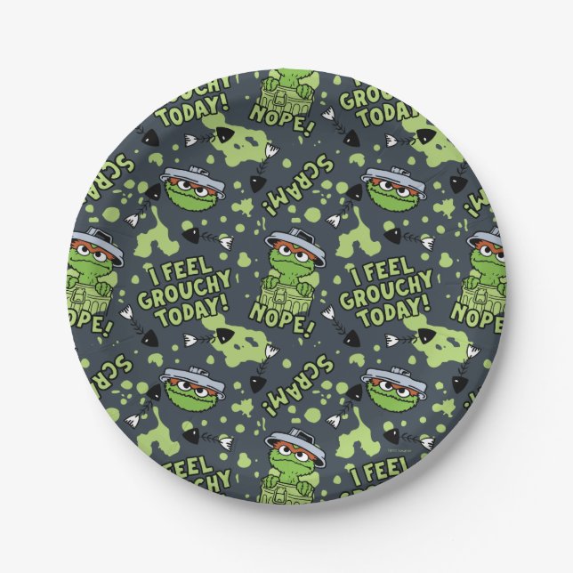 Sesame Street | Oscar the Grouch Phrase Pattern Paper Plates (Front)