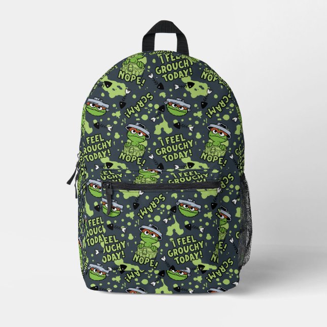 Sesame Street | Oscar the Grouch Phrase Pattern Printed Backpack (Front)