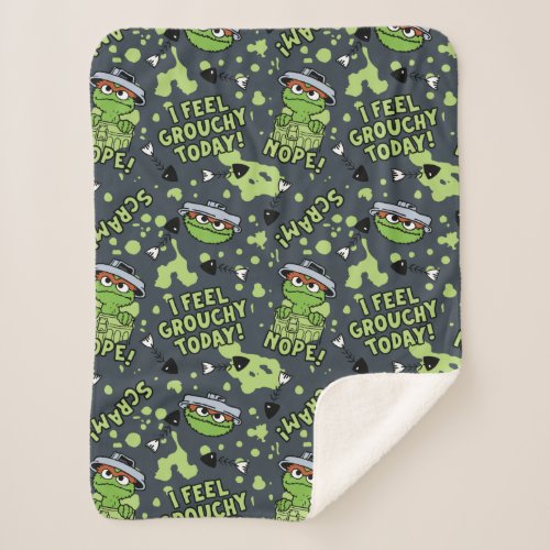 Sesame Street  Oscar the Grouch Phrase Pattern Sherpa Blanket