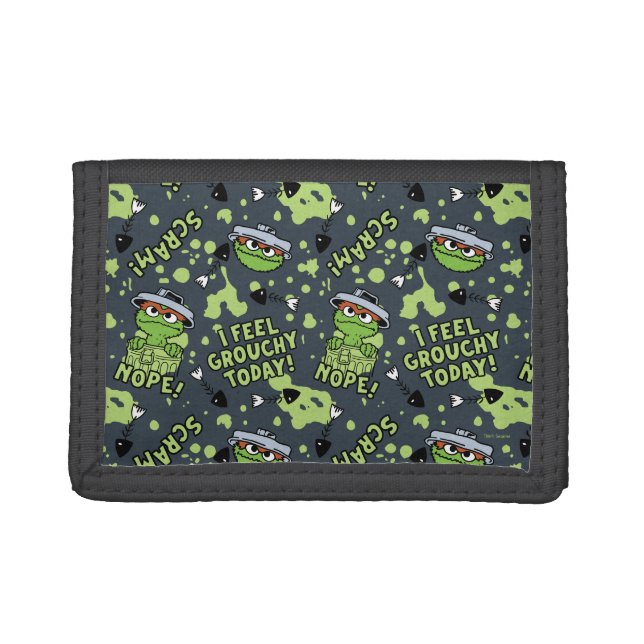 Sesame Street | Oscar the Grouch Phrase Pattern Trifold Wallet (Front)