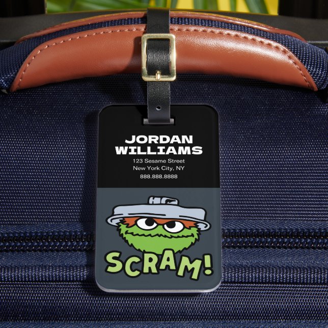 Sesame Street | Oscar the Grouch Scram! Luggage Tag (Front Insitu 2)