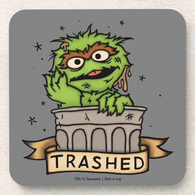 Sesame Street | Oscar the Grouch Trashed Beverage Coaster (Front)