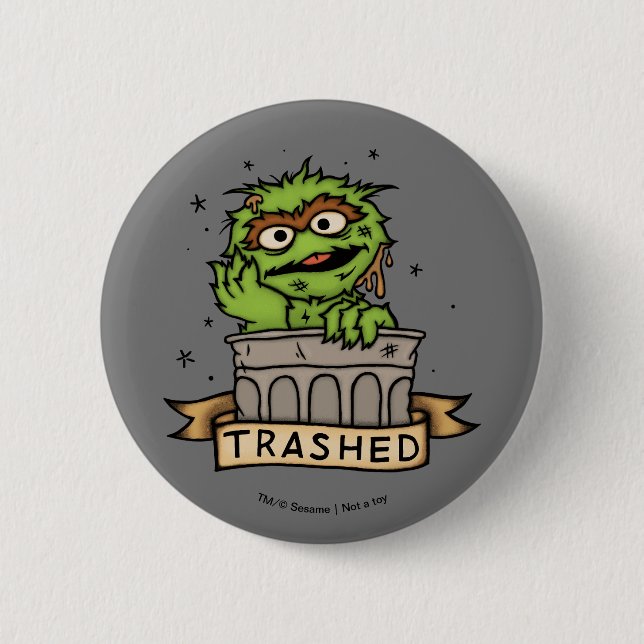 Sesame Street | Oscar the Grouch Trashed Button (Front)