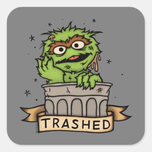 Sesame Street  Oscar the Grouch Trashed Square Sticker