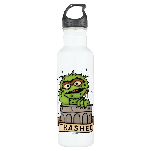 Sesame Street | Oscar the Grouch Trashed Stainless Steel Water Bottle (Front)