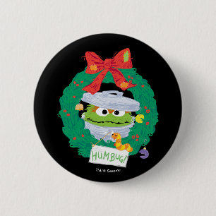 Sesame Street Oscar the Grouch Wreath Button