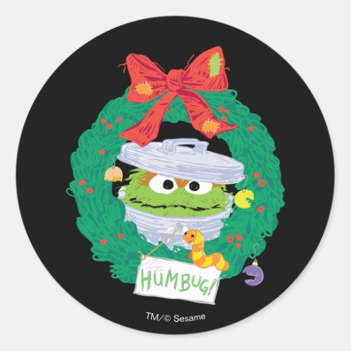 Sesame Street  Oscar the Grouch Wreath Classic Round Sticker
