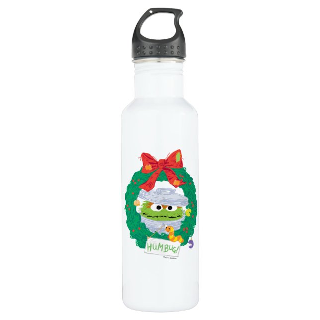 Sesame Street | Oscar the Grouch Wreath Stainless Steel Water Bottle (Front)