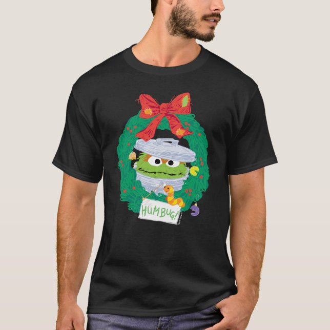 Sesame Street | Oscar the Grouch Wreath T-Shirt (Front)
