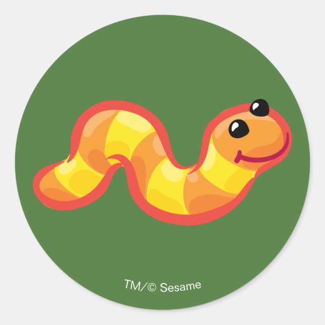 Sesame Street | Oscar's Pet Worm Slimey Classic Round Sticker (Front)