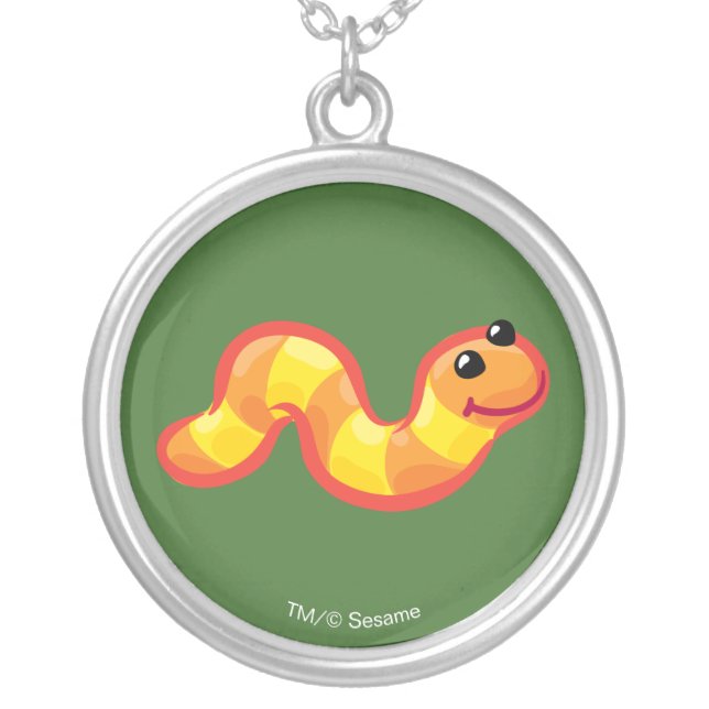 Sesame Street | Oscar's Pet Worm Slimey Silver Plated Necklace (Front)
