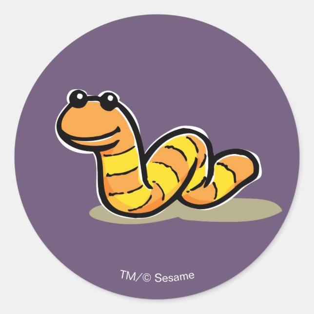 Sesame Street | Oscar's Slimey the Worm Classic Round Sticker (Front)