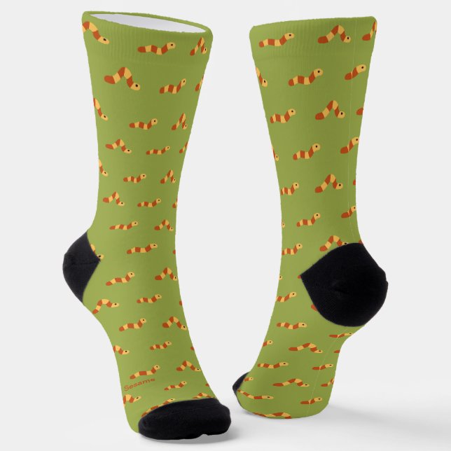 Sesame Street | Oscar's Worm Slimey Pattern Socks (Angled)