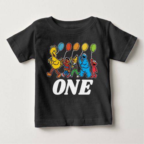 Sesame Street Pals  1st  Birthday Balloons Baby T Baby T_Shirt