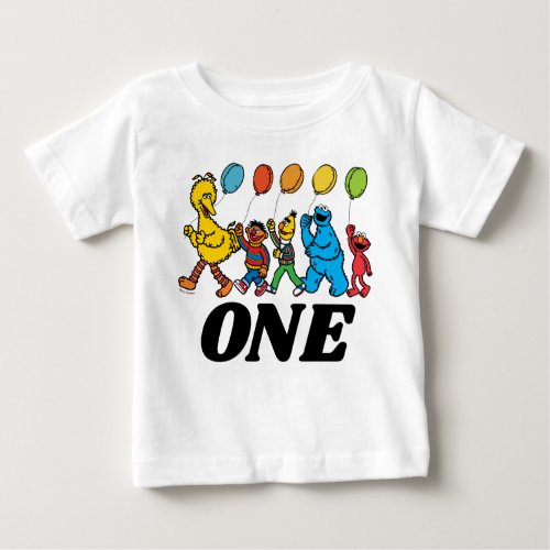 Sesame Street Pals  1st  Birthday Balloons Baby T_Shirt